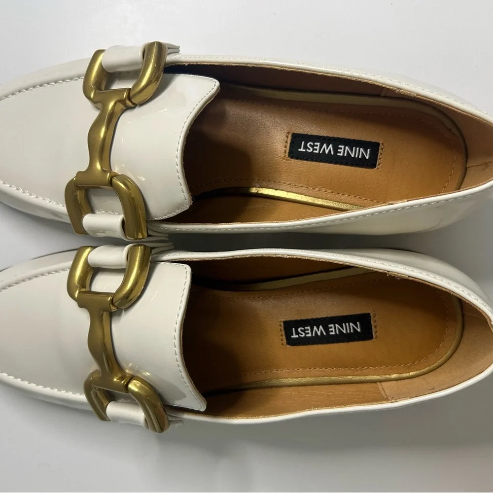 Nine West Women's White Loafers with Gold Accent - Picture 5 of 5